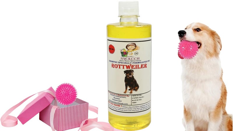 swacch Shampoo | Puppy Safe Shampoo | PH Balanced | Ditch to Itch for Rottweiler Dog Shampoo 500ml (Lemon) + Spike Ball Chew Toy Combo Pack - Image 1