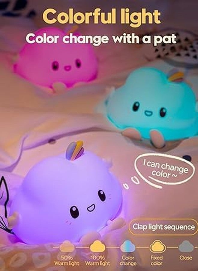 SAPRA Cute Cloud Night Light for Kids – Soft Silicone LED Lamp with Tap Control & Color Changing – USB Rechargeable Kawaii Nightlight for Baby, Bedroom, Nursery, Gifts for Girls & Boys - Image 2