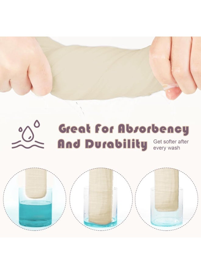 Ease Cubs Muslin Burp Cloths Large 100% Cotton Hand Washcloths for Boys & Girls, Baby Essentials Extra Absorbent and Soft Burping Rags for Newborn Registry (Ivory, 12-Pack, 20" X10") - Image 2