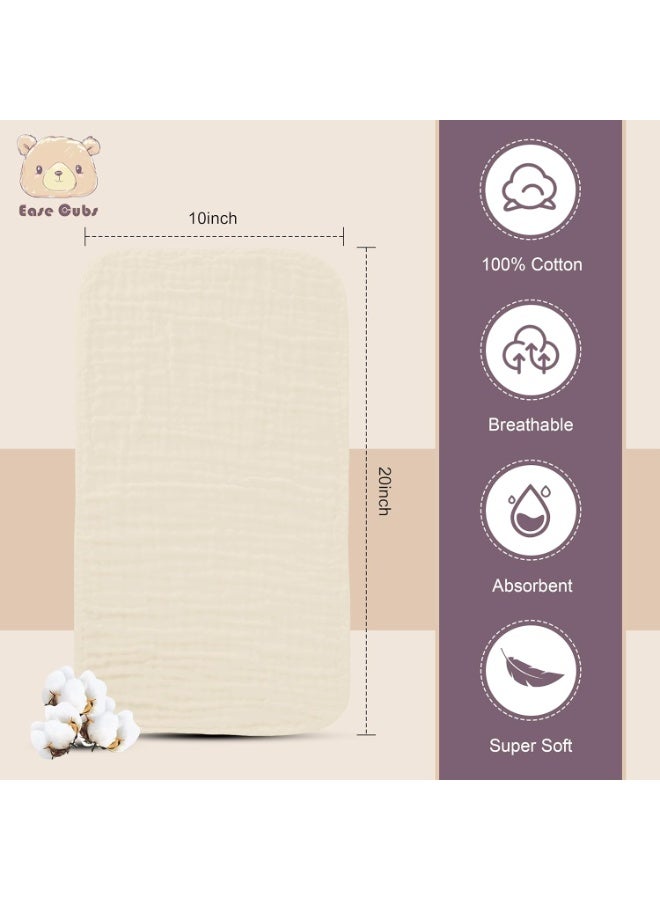 Ease Cubs Muslin Burp Cloths Large 100% Cotton Hand Washcloths for Boys & Girls, Baby Essentials Extra Absorbent and Soft Burping Rags for Newborn Registry (Ivory, 12-Pack, 20" X10") - Image 3