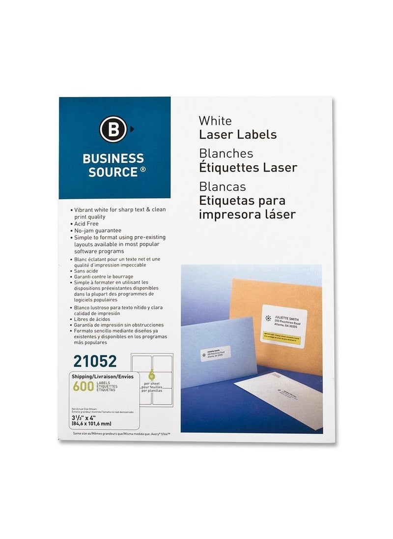 Business Source Business Source White Laser Shipping Labels - Pack of 600 (21052) 