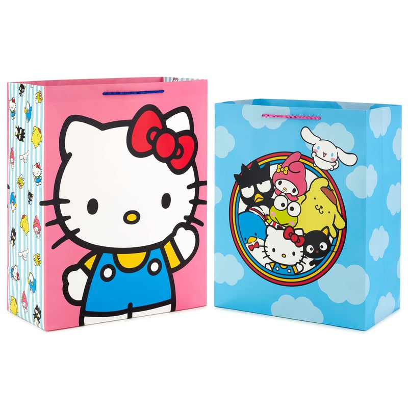 Hallmark Hello Kitty Gift Bag Bundle (2 Bags: 1 Large 13", 1 XL 15") for Birthdays, Back to School, Halloween - Image 1