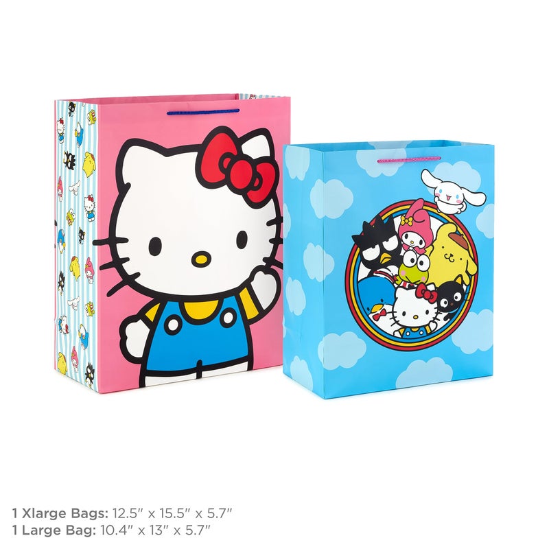 Hallmark Hello Kitty Gift Bag Bundle (2 Bags: 1 Large 13", 1 XL 15") for Birthdays, Back to School, Halloween - Image 3