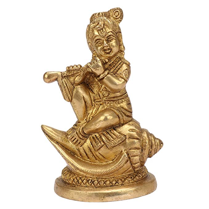 ARTVARKO Artvarko Brass Bal Lord Krishna Bhagwan Idol Murti for Temple Home Decor Entrance Statue Wedding Gift Hand Made Sculpture Gold Color Polish Height 45 Inch  - Image 2