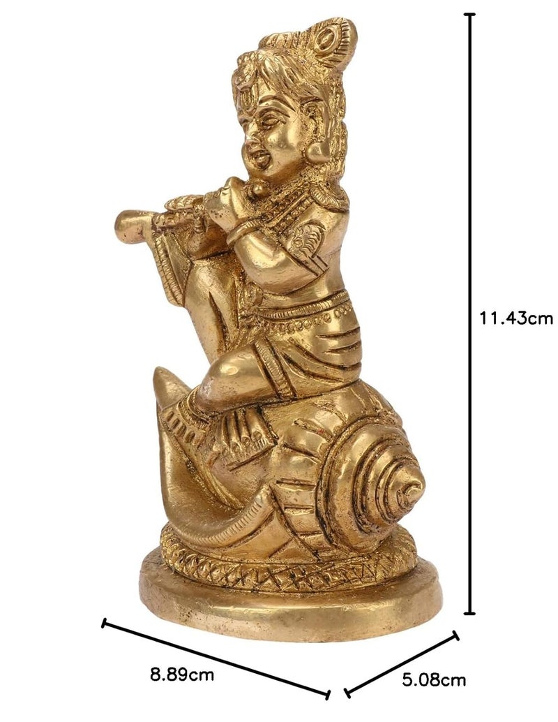 ARTVARKO Artvarko Brass Bal Lord Krishna Bhagwan Idol Murti for Temple Home Decor Entrance Statue Wedding Gift Hand Made Sculpture Gold Color Polish Height 45 Inch  - Image 5