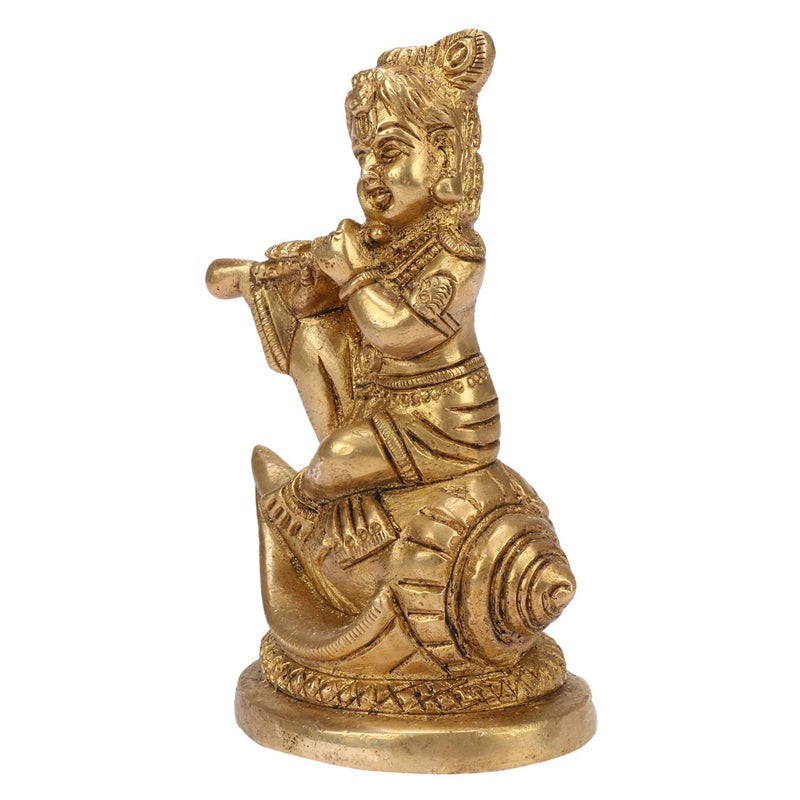 ARTVARKO Artvarko Brass Bal Lord Krishna Bhagwan Idol Murti for Temple Home Decor Entrance Statue Wedding Gift Hand Made Sculpture Gold Color Polish Height 45 Inch  - Image 4