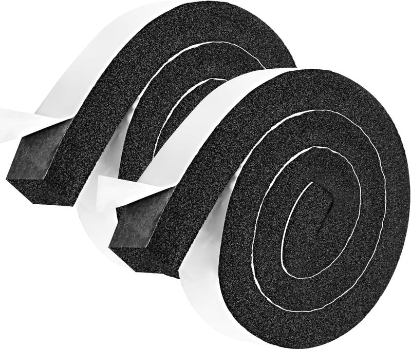 YIJUHOU 2 Rolls 1/2 Inch W 1/2 T Weather Stripping Air Conditioner Open Cell Foam Seal Tape, Window Insulation High Resilience Seal Strip for Doors Window,Total 16FT - Image 1