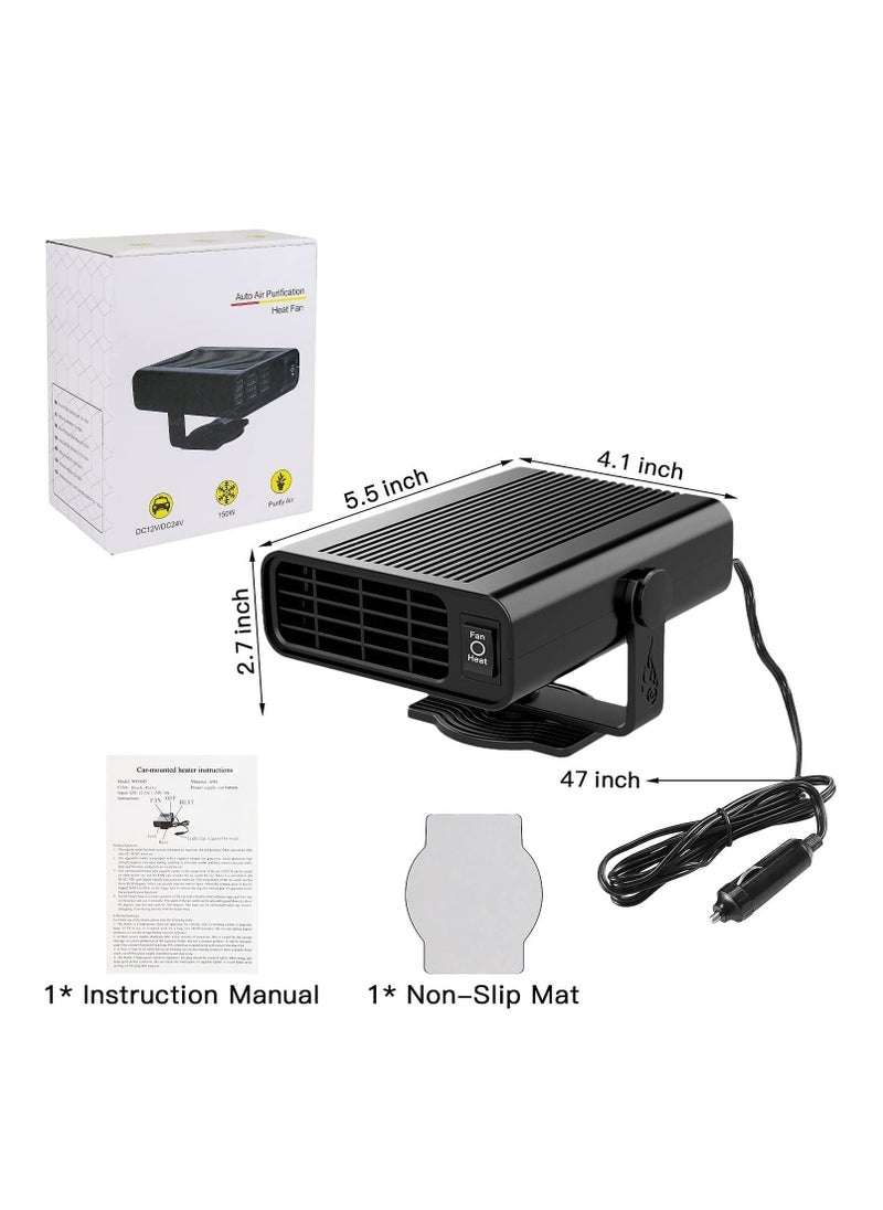 SYOSI - 12V Heater Fa Portable Car Heating Fan Window Defroster Demister Air Purifier Hot Golf Cart Truck Camping That Plugs Into Cigarette Lighter - Image 1