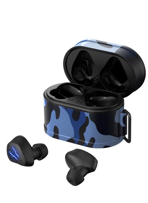 Kotion Each RS2 TWS Mini Wireless Earbuds bluetooth 5.4 Headphones Built-in Microphone,Headset with Charging Case, Camouflage Blue