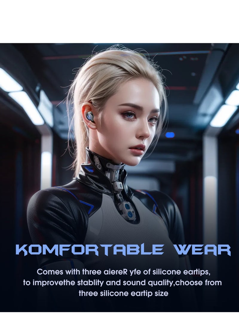 Kotion Each RS2 TWS Mini Wireless Earbuds bluetooth 5.4 Headphones Built-in Microphone,Headset with Charging Case, Camouflage Blue