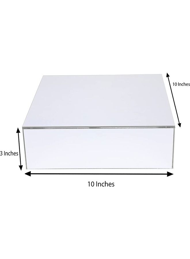 LAMSIT IBDAA Acrylic Cake Box Stand - Mirror Finish Display Box – Gift Showcase for Collectibles, Jewelries - Dustproof Protection Storage (10x10x3 inches, Silver Mirror) - Image 4