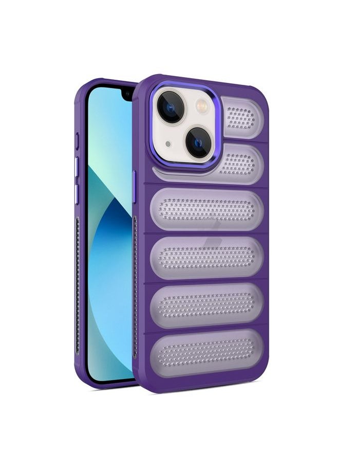 HuHa Case Cover For iPhone 13 Cooling Armor Translucent Mesh Breathable Phone Case Purple 
