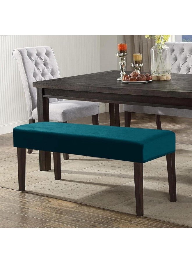 HOKIPO HOKIPO Velvet Dining Bench Cover Stretchable Slipcover, Peacock Blue(Ar-4800-Pblu) - Image 2