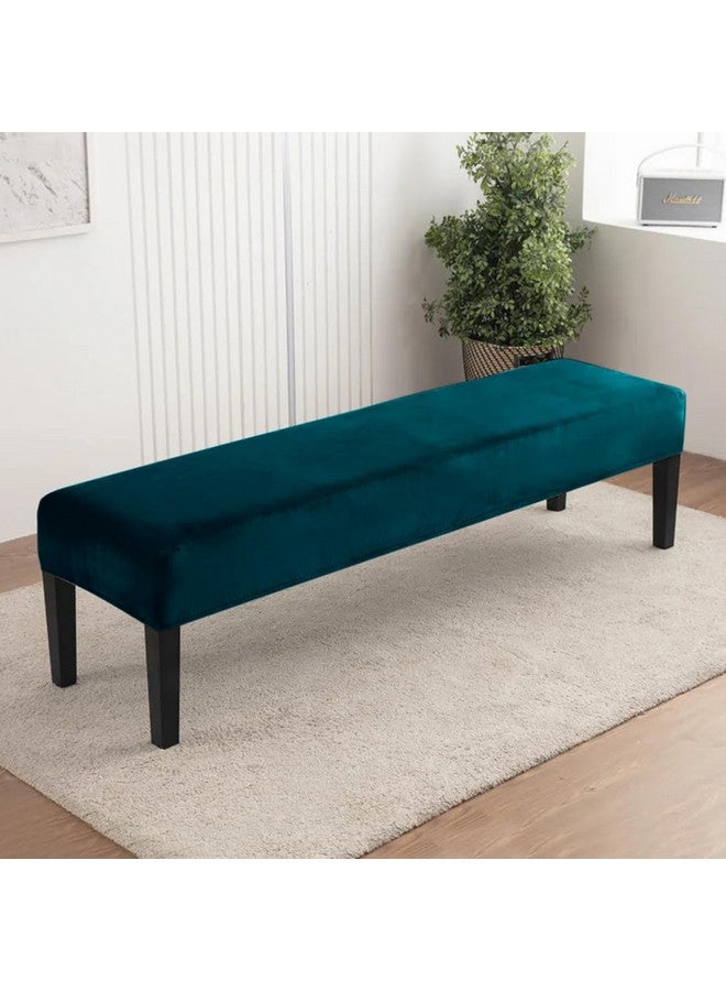 HOKIPO HOKIPO Velvet Dining Bench Cover Stretchable Slipcover, Peacock Blue(Ar-4800-Pblu) - Image 3
