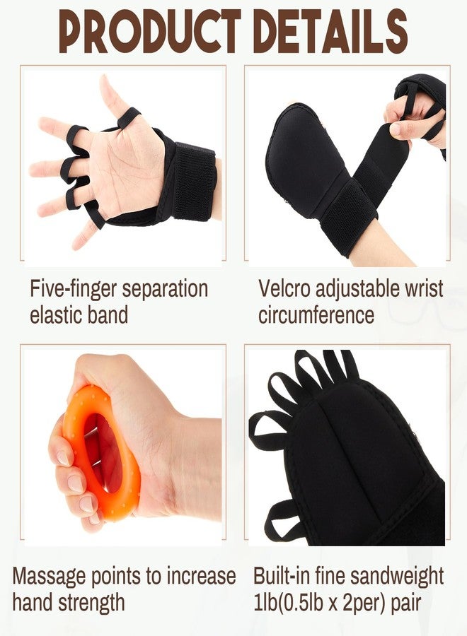 RoundFunny 2 Pairs Weighted Gloves for Tremors with 2 Hand Grip Strengthener Adjustable Hand Stability Aid for Parkinson's Patients, Elderly Improved Wrist Mobility, Writing Stability & Strengthening - Image 3