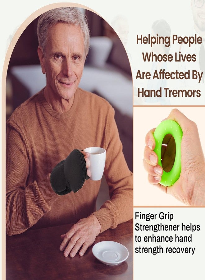 RoundFunny 2 Pairs Weighted Gloves for Tremors with 2 Hand Grip Strengthener Adjustable Hand Stability Aid for Parkinson's Patients, Elderly Improved Wrist Mobility, Writing Stability & Strengthening - Image 4