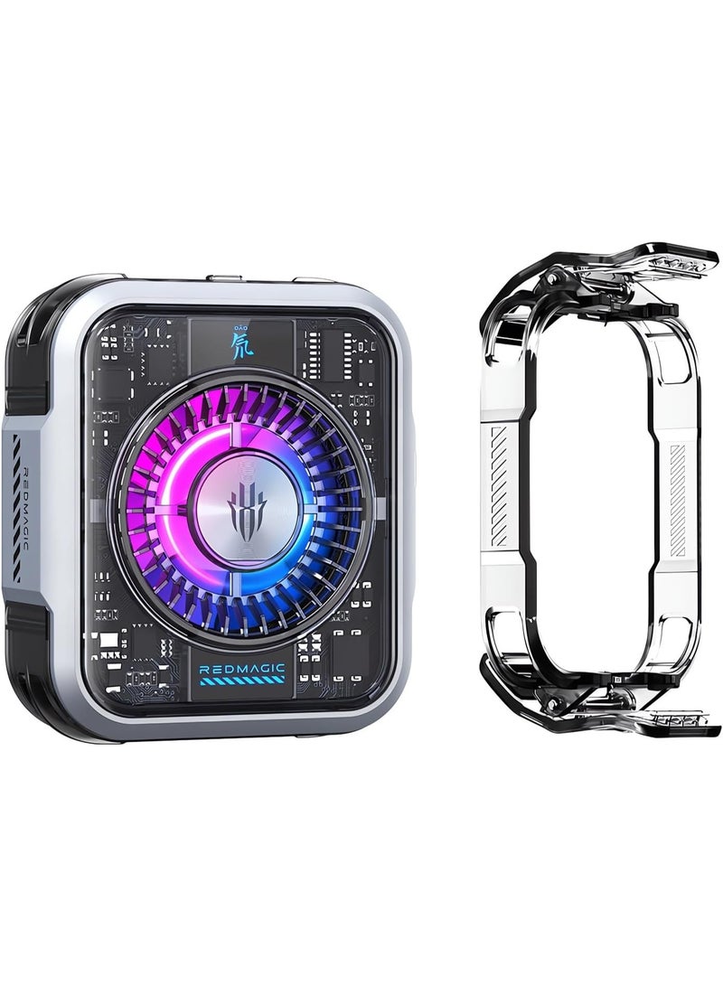 نوبيا ريد ماجيك مبرد هاتف ريد ماجيك 5 برو المغناطيسي مصمم خصيصًا لمحبي الألعاب مثل ببجي موبايل وكول أوف ديوتي، مزود بمروحة تبريد فائقة بقدرة 36 واط، ومشتت حراري من الجرافين لتبديد الحرارة بكفاءة عالية. يتم تثبيته بسهولة باستخدام مشبك قابل للتعديل يمكن استخدامه كحامل، كما يأتي مع لوحة مغناطيسية للتثبيت المباشر على الأجهزة الداعمة. يدعم الهواتف الذكية، الأجهزة اللوحية، الآيباد، وحتى أجهزة Steam Deck. مثالي لتقليل حرارة الجهاز أثناء جلسات اللعب المكثفة. - Image 1