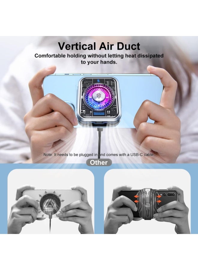 نوبيا ريد ماجيك مبرد هاتف ريد ماجيك 5 برو المغناطيسي مصمم خصيصًا لمحبي الألعاب مثل ببجي موبايل وكول أوف ديوتي، مزود بمروحة تبريد فائقة بقدرة 36 واط، ومشتت حراري من الجرافين لتبديد الحرارة بكفاءة عالية. يتم تثبيته بسهولة باستخدام مشبك قابل للتعديل يمكن استخدامه كحامل، كما يأتي مع لوحة مغناطيسية للتثبيت المباشر على الأجهزة الداعمة. يدعم الهواتف الذكية، الأجهزة اللوحية، الآيباد، وحتى أجهزة Steam Deck. مثالي لتقليل حرارة الجهاز أثناء جلسات اللعب المكثفة. - Image 4