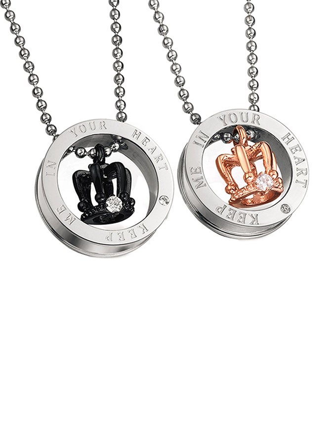 اليشمك قلادة مطلية بالفضة بشكل تاج مكونة من قطعتين