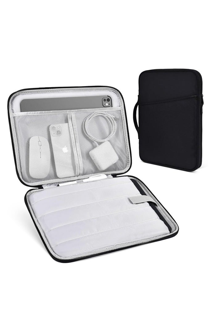 11 inch Laptop Case Sleeve for Water-Resistant Shockproof Handle Bag Cover w/Accessory Pocket - Black - Image 1