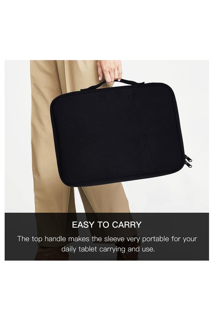 11 inch Laptop Case Sleeve for Water-Resistant Shockproof Handle Bag Cover w/Accessory Pocket - Black - Image 5