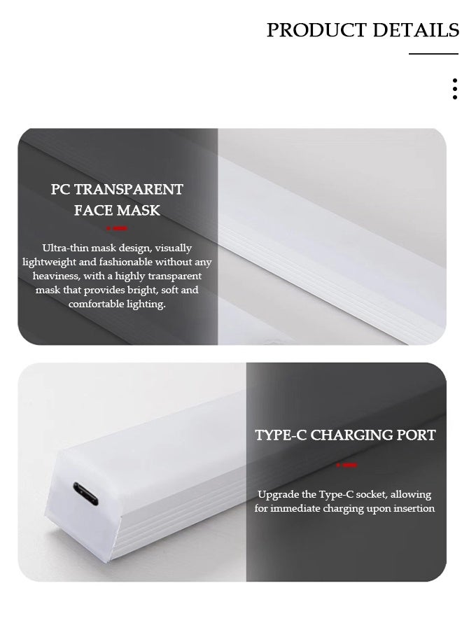 DUNISO عبوتان من ضوء استشعار جسم الإنسان في الداخل، زاوية حثية 100 درجة، تعمل بمنفذ USB، ضوء النهار 3000K-6000K، شريط إضاءة LED للمطبخ، الخزانة، الرف، الخزانة 20 سم - Image 3