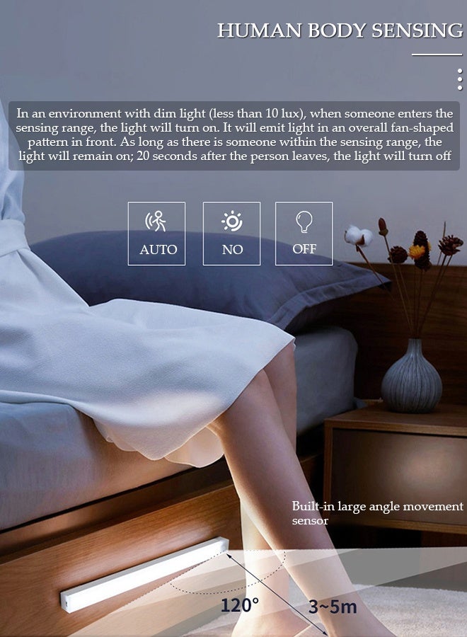 DUNISO عبوتان من ضوء استشعار جسم الإنسان في الداخل، زاوية حثية 100 درجة، تعمل بمنفذ USB، ضوء النهار 3000K-6000K، شريط إضاءة LED للمطبخ، الخزانة، الرف، الخزانة 20 سم - Image 4