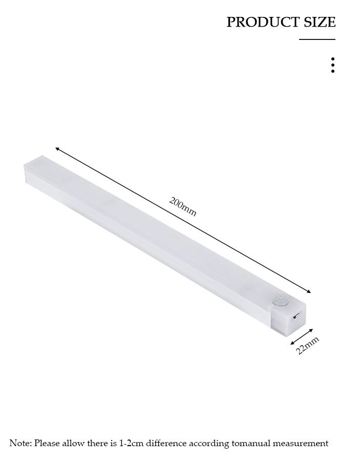 DUNISO عبوتان من ضوء استشعار جسم الإنسان في الداخل، زاوية حثية 100 درجة، تعمل بمنفذ USB، ضوء النهار 3000K-6000K، شريط إضاءة LED للمطبخ، الخزانة، الرف، الخزانة 20 سم - Image 2