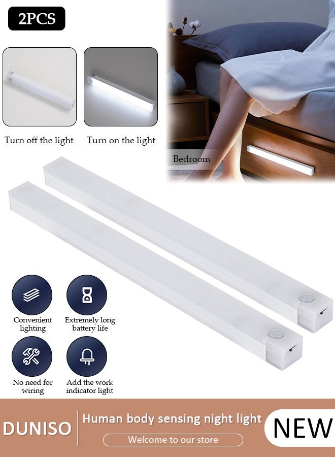 DUNISO عبوتان من ضوء استشعار جسم الإنسان في الداخل، زاوية حثية 100 درجة، تعمل بمنفذ USB، ضوء النهار 3000K-6000K، شريط إضاءة LED للمطبخ، الخزانة، الرف، الخزانة 20 سم - Image 1