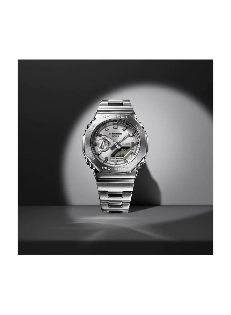 كاسيو CASIO G-SHOCK Full Metal Men Watch GM-2110D-7ADR Silver Steel Strap with Silver Dial - Image 3
