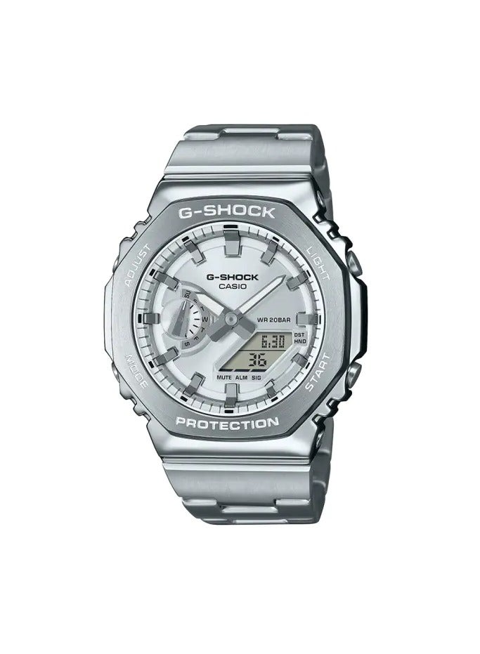 كاسيو CASIO G-SHOCK Full Metal Men Watch GM-2110D-7ADR Silver Steel Strap with Silver Dial - Image 1