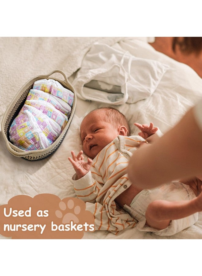 STOBSK Small Woven Baskets for Organizing Rope Storage Basket with Handle Cute Cotton Nursery Gift Dog Toy Bins Organizer-Light Beige - Image 3