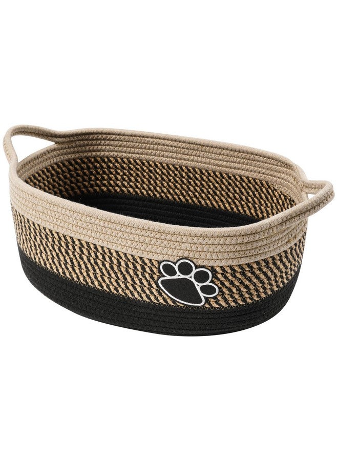 STOBSK Small Woven Baskets for Organizing Rope Storage Basket with Handle Cute Cotton Nursery Gift Dog Toy Bins Organizer-Light Beige - Image 1