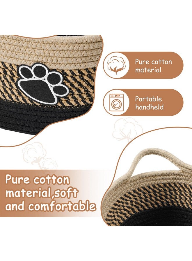 STOBSK Small Woven Baskets for Organizing Rope Storage Basket with Handle Cute Cotton Nursery Gift Dog Toy Bins Organizer-Light Beige - Image 2