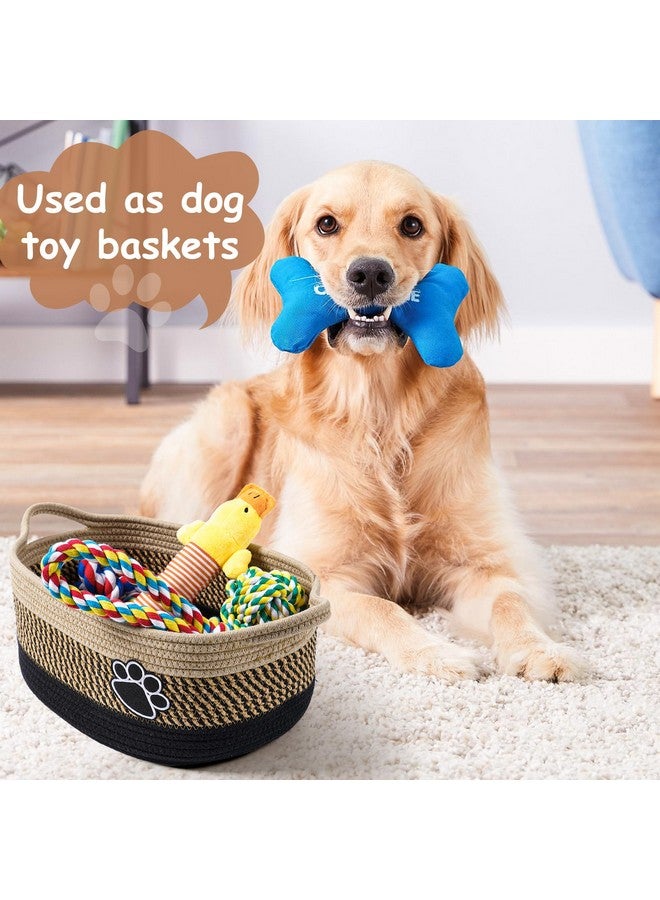 STOBSK Small Woven Baskets for Organizing Rope Storage Basket with Handle Cute Cotton Nursery Gift Dog Toy Bins Organizer-Light Beige - Image 5