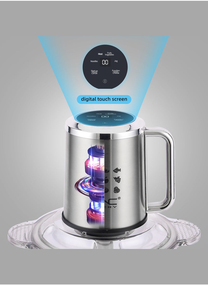 LAC LAICHY - Electric Food Chopper, Smart touch screen design，3.8L Meat Grinder 4 Mixing Models,2 kinds of matching pots, stainless steel and glass,Food Processor Stainless Steel  Food Processor Elegant Slicer With Integrated 6-Sharp Blades Non-slip mat And Child Safety Lock - Image 1