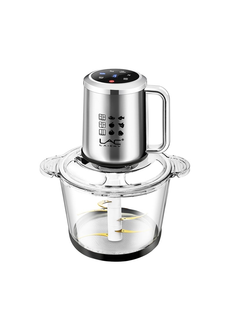 LAC LAICHY - Electric Food Chopper, Smart touch screen design，3.8L Meat Grinder 4 Mixing Models,2 kinds of matching pots, stainless steel and glass,Food Processor Stainless Steel  Food Processor Elegant Slicer With Integrated 6-Sharp Blades Non-slip mat And Child Safety Lock - Image 1