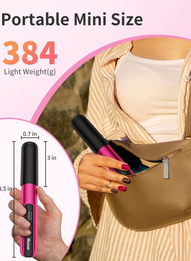 Hoson Cordless Hair Straightener,Portable Mini Flat Iron Travel for Bangs,Short Hair, Rechargeable Wireless Curling Iron and Curler 2 in 1,Purple,for Touch Ups - Image 3