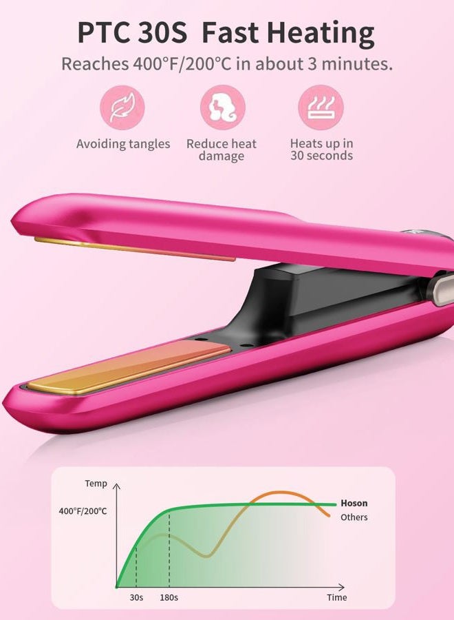 Hoson Cordless Hair Straightener,Portable Mini Flat Iron Travel for Bangs,Short Hair, Rechargeable Wireless Curling Iron and Curler 2 in 1,Purple,for Touch Ups - Image 5