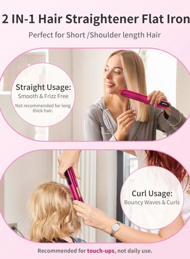 Hoson Cordless Hair Straightener,Portable Mini Flat Iron Travel for Bangs,Short Hair, Rechargeable Wireless Curling Iron and Curler 2 in 1,Purple,for Touch Ups - Image 2