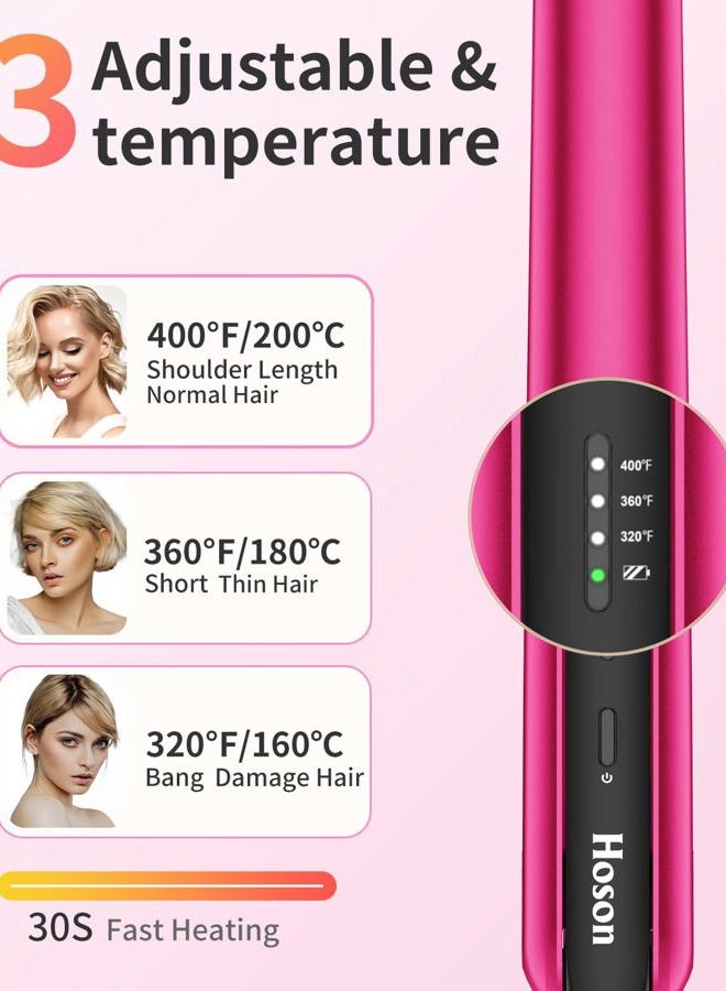 Hoson Cordless Hair Straightener,Portable Mini Flat Iron Travel for Bangs,Short Hair, Rechargeable Wireless Curling Iron and Curler 2 in 1,Purple,for Touch Ups - Image 4