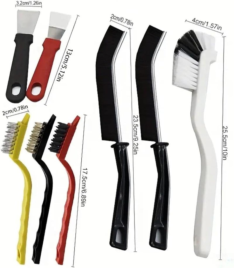 LDQ 8 Pcs Multi-Function Cleaning Brush Set-Durable Stainless Steel & Plastic Tools For Kitchen, Bathroom, Outdoor Use, Stove Cleaning, Refrigerator Gap, Lobster Brushes - Image 4