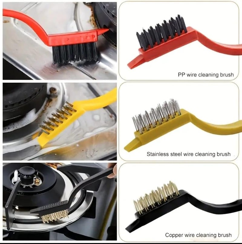 LDQ 8 Pcs Multi-Function Cleaning Brush Set-Durable Stainless Steel & Plastic Tools For Kitchen, Bathroom, Outdoor Use, Stove Cleaning, Refrigerator Gap, Lobster Brushes - Image 5