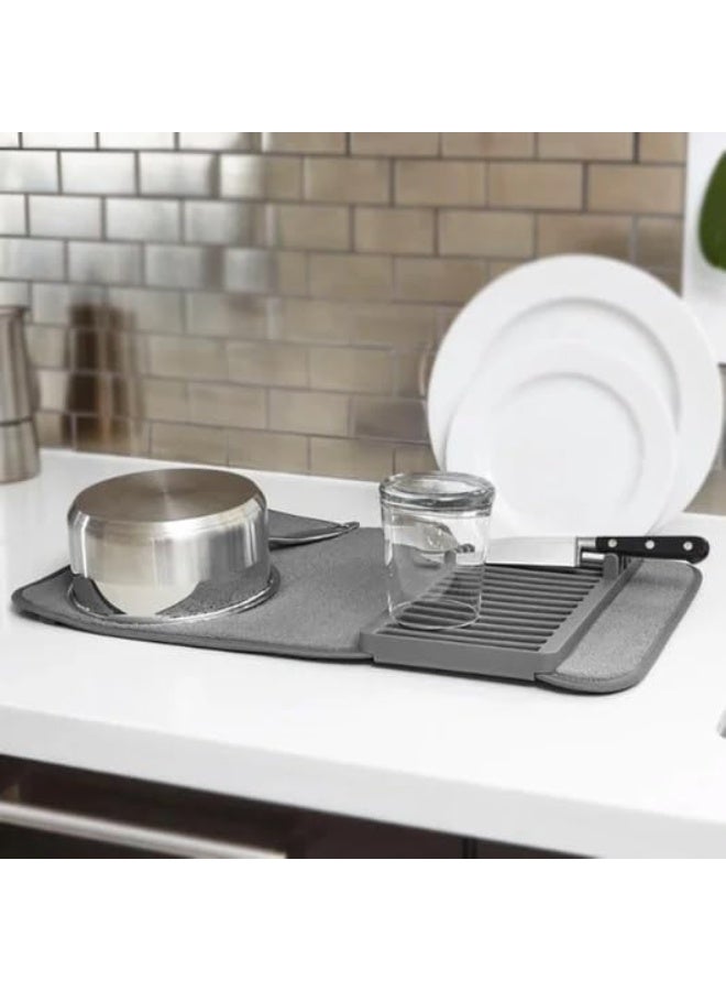 WIDEWINGS Dish Rack & Mat, Foldable, Space Saver, GREY, Plastic, Countertop Mount, Drying Dishes, Wine Glasses, Bowls, Dishes - Design may vary. - Image 4