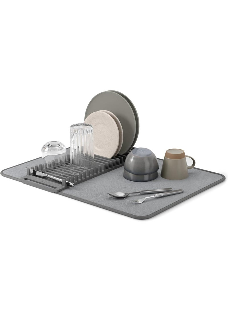 WIDEWINGS Dish Rack & Mat, Foldable, Space Saver, GREY, Plastic, Countertop Mount, Drying Dishes, Wine Glasses, Bowls, Dishes - Design may vary. - Image 5