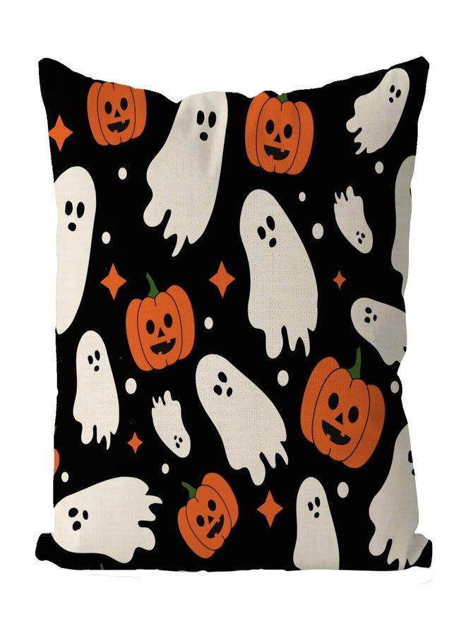 GAGEC Halloween Pillow Covers 18x18 Inch Ghost Pumpkins Linen Pillowcase Holiday Farmhouse Throw Pillows Indoor Outdoor Couch Cushion Case for Home Sofa Decor - Image 1