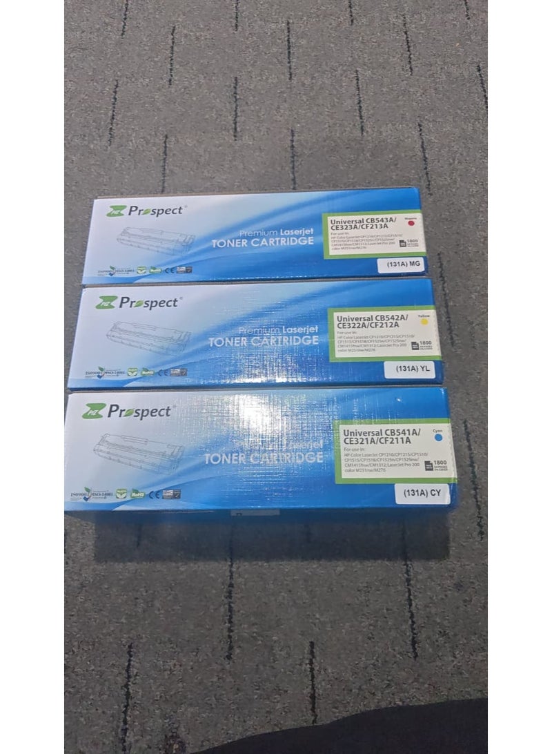 Compatible Toner Cartridge Set for Laser Printers Cyan Magenta Yellow