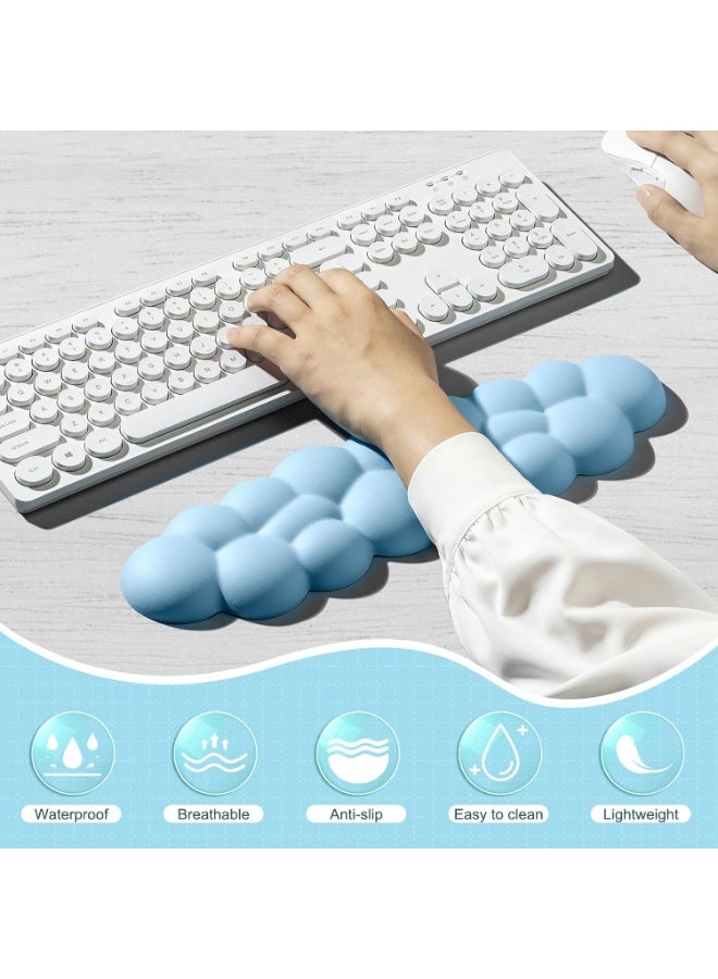 Keyboard Cloud Wrist Rest, Blue Cloud Wrist Rest with Leather Surface Memory Foam Non-Slip Base Cloud Palm Rest for Relieve Wrist & Arm Pain for PC Gaming/Office/Computer/Laptop - Image 2