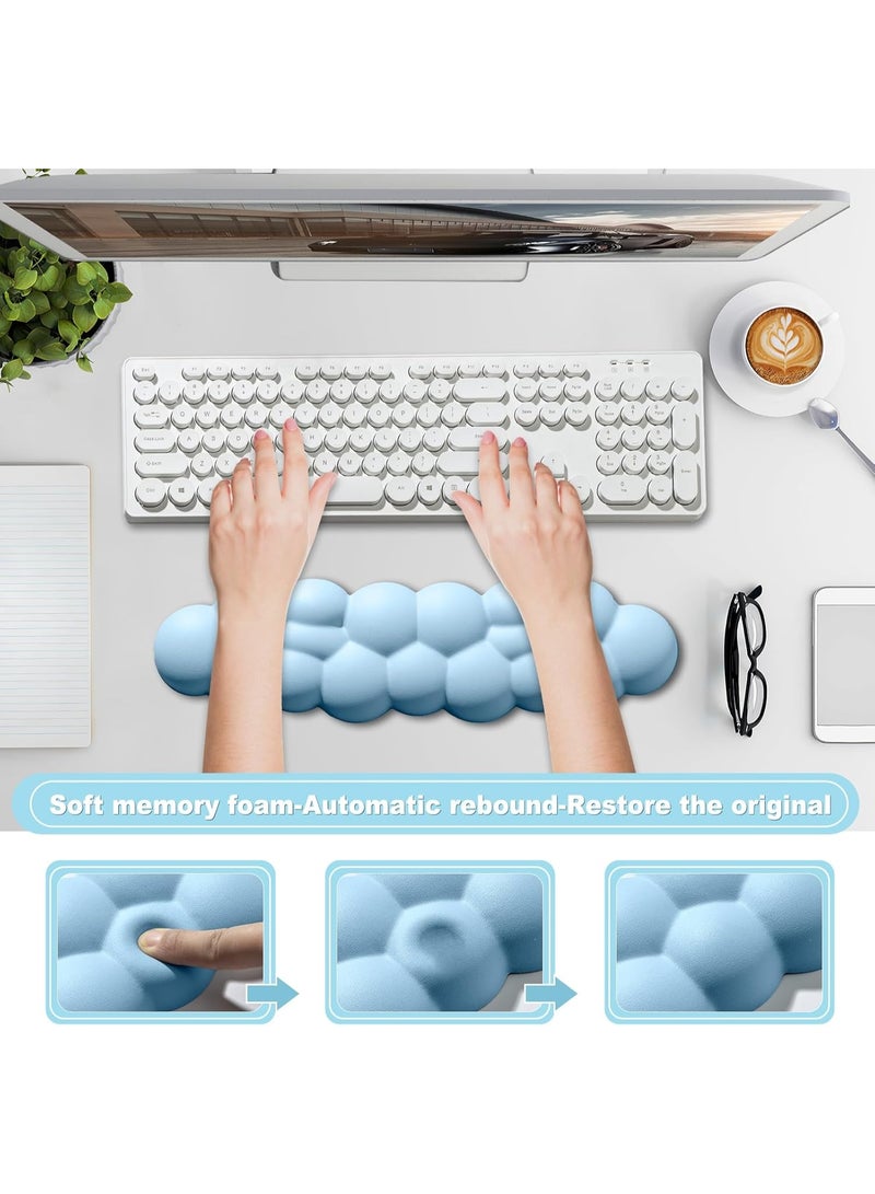 Keyboard Cloud Wrist Rest, Blue Cloud Wrist Rest with Leather Surface Memory Foam Non-Slip Base Cloud Palm Rest for Relieve Wrist & Arm Pain for PC Gaming/Office/Computer/Laptop - Image 4