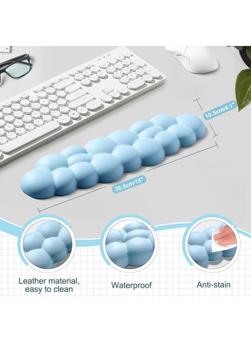 Keyboard Cloud Wrist Rest, Blue Cloud Wrist Rest with Leather Surface Memory Foam Non-Slip Base Cloud Palm Rest for Relieve Wrist & Arm Pain for PC Gaming/Office/Computer/Laptop - Image 3
